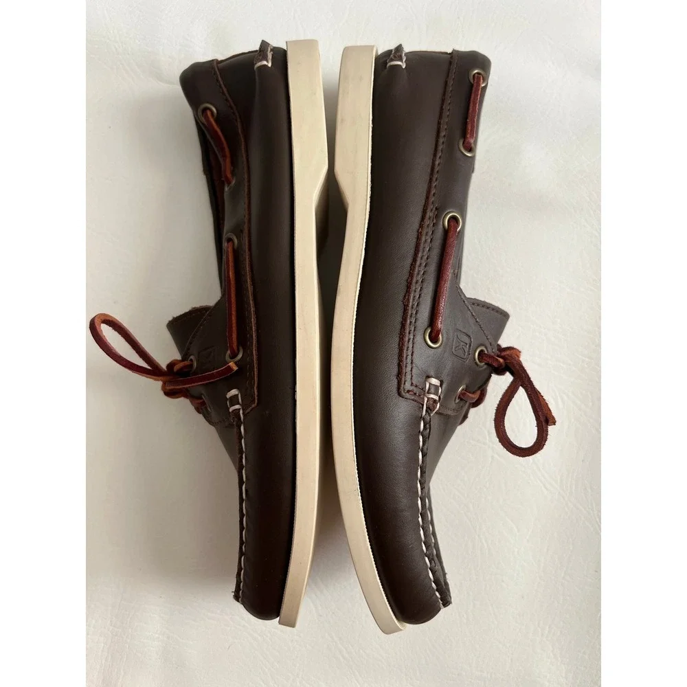 John Kart Two-Eye Boat Shoes Leather Men's 9M Preppy Casual Old Money Neutral